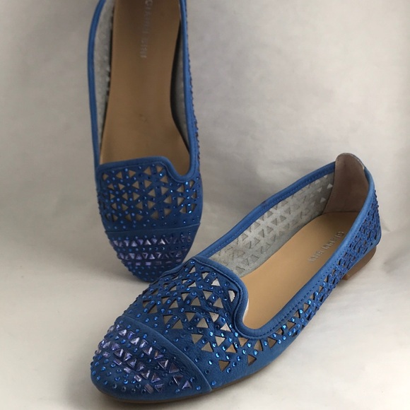 Gianni Bini Royal Blue Studded Crystal Flats - Picture 1 of 6